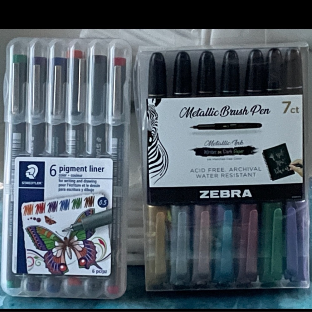 Staedtler 6ct. Pigment 0.5 Liners & Zebra 7ct. Metallic BRUSH Pens!
